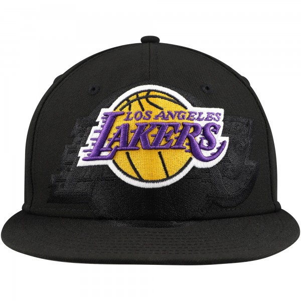 Бейсболка Los Angeles Lakers New Era Blackout Shadow Logo 59FIFTY - Black