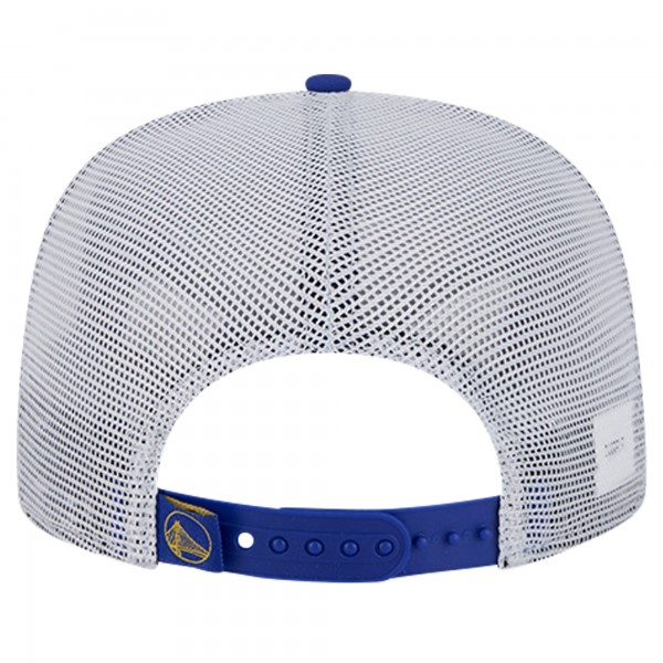 Бейсболка Golden State Warriors New Era Puff Print Team Code A-Frame 9FIFTY Trucker - Royal