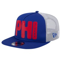 Бейсболка Philadelphia 76ers New Era Royal Puff Print Team Code A-Frame 9FIFTY Trucker Snapback