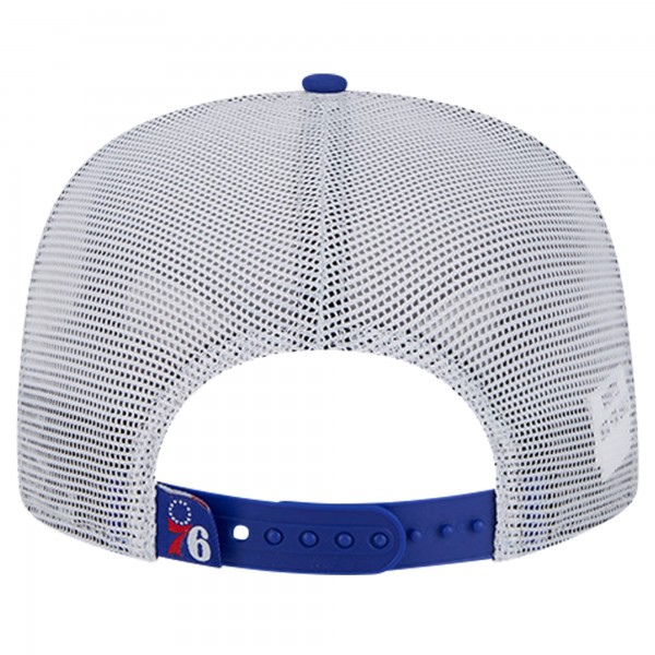 Бейсболка Philadelphia 76ers New Era Royal Puff Print Team Code A-Frame 9FIFTY Trucker Snapback