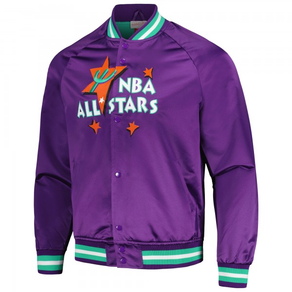 Mitchell & Ness Purple Hardwood Classics 1995 NBA All-Star Game Throwback Wordmark Raglan Full-Snap Jacket