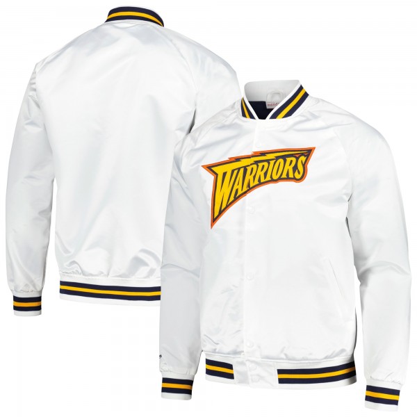 Бомбер Golden State Warriors Mitchell & Ness Hardwood Classics  Throwback Wordmark Raglan - White