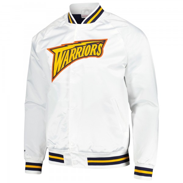 Бомбер Golden State Warriors Mitchell & Ness Hardwood Classics  Throwback Wordmark Raglan - White