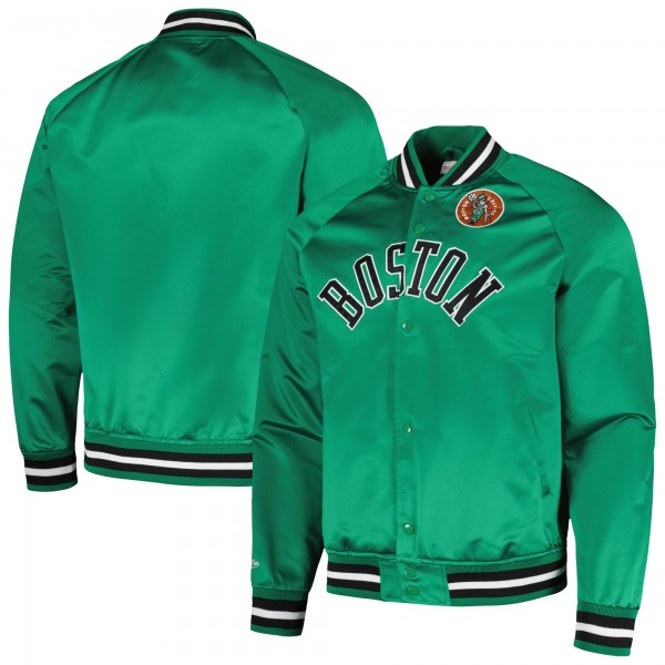 Бомбер Boston Celtics Mitchell & Ness Hardwood Classics Throwback Wordmark Raglan - Kelly Green
