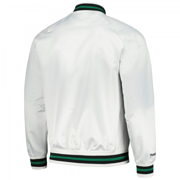 Бомбер Boston Celtics Mitchell & Ness Hardwood Classics Throwback Wordmark Raglan - White