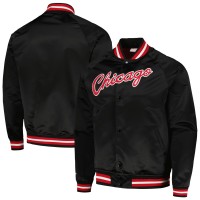 Куртка на кнопках Chicago Bulls Mitchell & Ness Black Hardwood Classics Throwback Wordmark Raglan