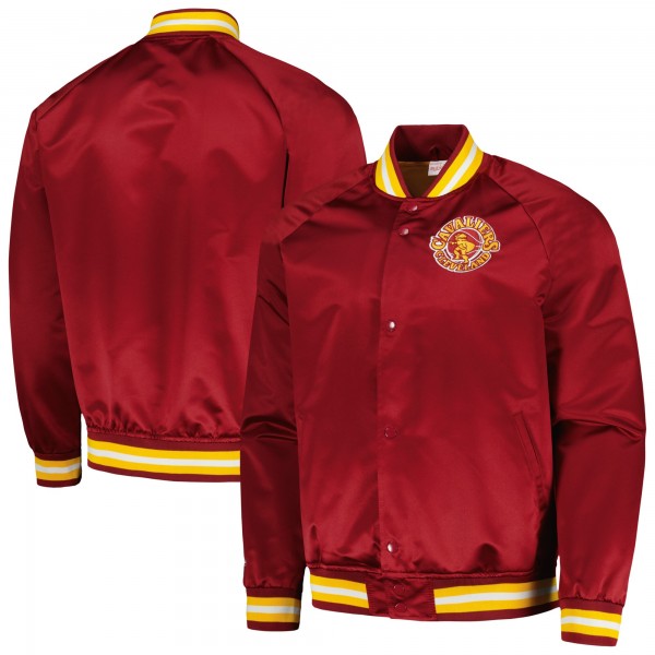 Cleveland Cavaliers Mitchell & Ness Wine Hardwood Classics Throwback Wordmark Raglan Full-Snap Jacket