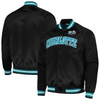 Бомбер Charlotte Hornets Mitchell & Ness Hardwood Classics  Throwback Wordmark Raglan - Black