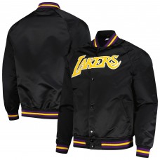 Los Angeles Lakers Mitchell & Ness Black Hardwood Classics Throwback Wordmark Raglan Full-Snap Jacket