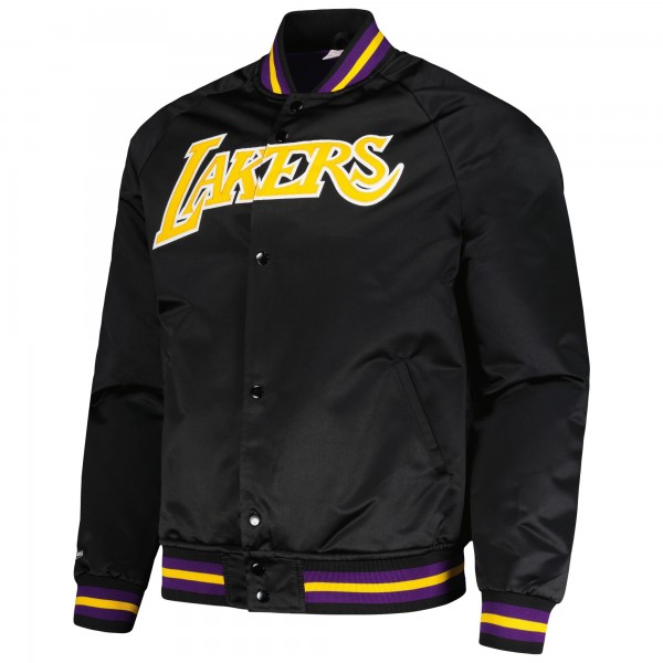 Los Angeles Lakers Mitchell & Ness Black Hardwood Classics Throwback Wordmark Raglan Full-Snap Jacket