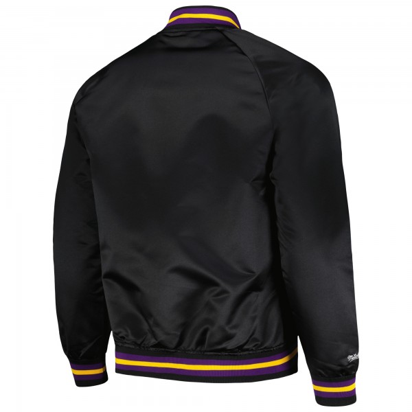 Los Angeles Lakers Mitchell & Ness Black Hardwood Classics Throwback Wordmark Raglan Full-Snap Jacket