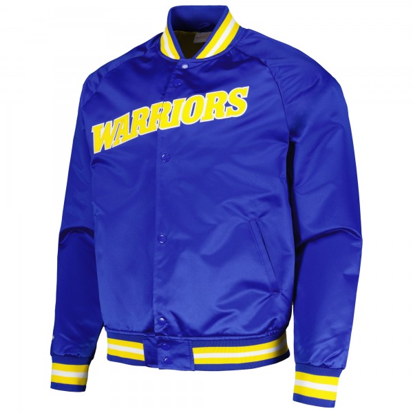 Бомбер Golden State Warriors Mitchell & Ness Hardwood Classics  Throwback Wordmark Raglan - Royal
