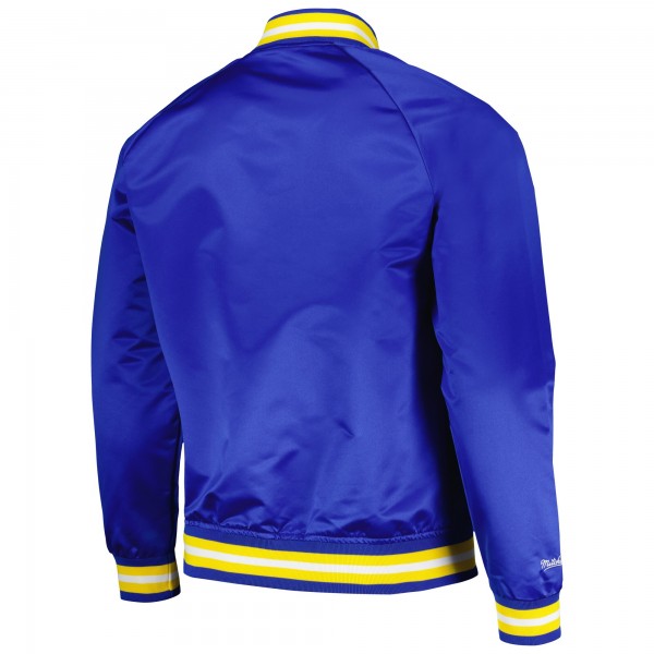 Бомбер Golden State Warriors Mitchell & Ness Hardwood Classics  Throwback Wordmark Raglan - Royal