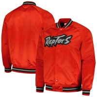 Toronto Raptors Mitchell & Ness Red Hardwood Classics Throwback Wordmark Raglan Full-Snap Jacket