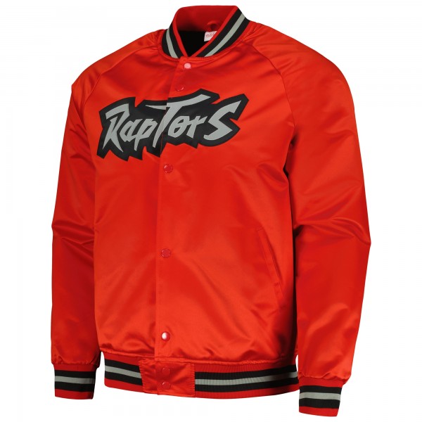 Toronto Raptors Mitchell & Ness Red Hardwood Classics Throwback Wordmark Raglan Full-Snap Jacket