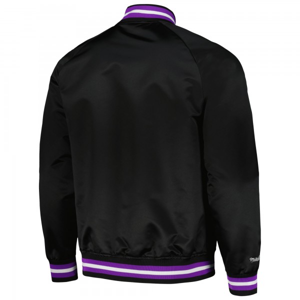 Toronto Raptors Mitchell & Ness Black Hardwood Classics Throwback Wordmark Raglan Full-Snap Jacket