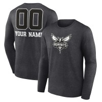 Именная футболка с длинным рукавом Charlotte Hornets Charcoal Monochrome