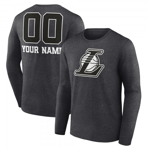 Футболка с длинным рукавом Los Angeles Lakers Personalized Name & Number Monochrome - Charcoal