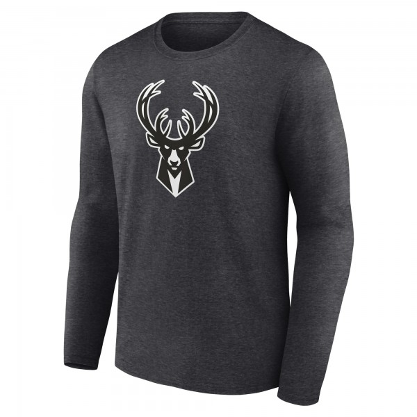 Футболка с длинным рукавом Milwaukee Bucks Personalized Name & Number Monochrome - Charcoal