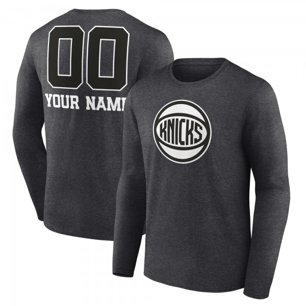Футболка с длинным рукавом New York Knicks Personalized Name & Number Monochrome - Charcoal