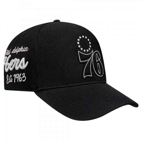 Philadelphia 76ers Pro Standard Black Paint the City Pinch Front Snapback Hat