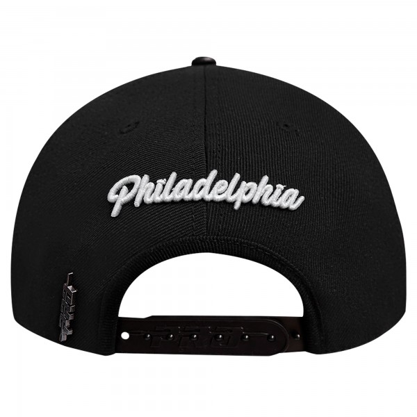 Philadelphia 76ers Pro Standard Black Paint the City Pinch Front Snapback Hat