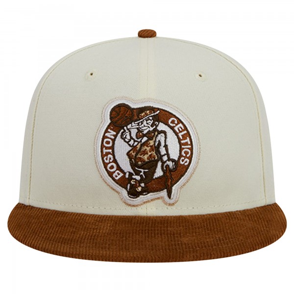 Бейсболка Boston Celtics New Era 2-Tone Corduroy Visor 59FIFTY - Cream/Brown