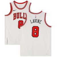 Игровая джерси Zach LaVine Chicago Bulls Autographed Fanatics Authentic White Nike Association Edition Swingman