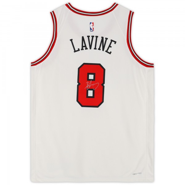 Игровая джерси Zach LaVine Chicago Bulls Autographed Fanatics Authentic White Nike Association Edition Swingman