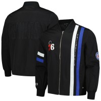Unisex Philadelphia 76ers The Wild Collective Black Stitch Applique Full-Zip Bomber Jacket