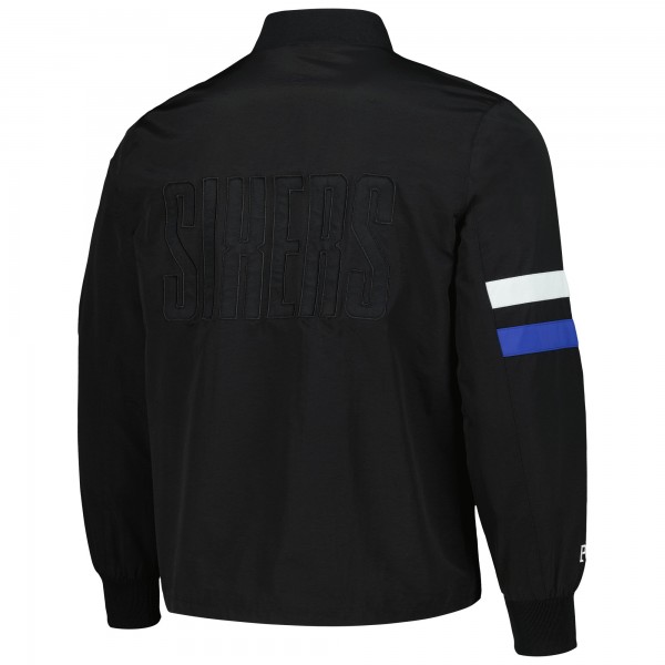 Unisex Philadelphia 76ers The Wild Collective Black Stitch Applique Full-Zip Bomber Jacket