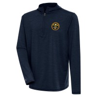 Denver Nuggets Antigua Heather Navy Tidy Quarter-Zip Lightweight Pullover Top