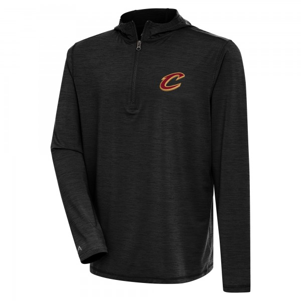 Cleveland Cavaliers Antigua Heather Black Tidy Quarter-Zip Lightweight Pullover Top