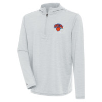 New York Knicks Antigua Heather Gray Tidy Quarter-Zip Lightweight Pullover Top