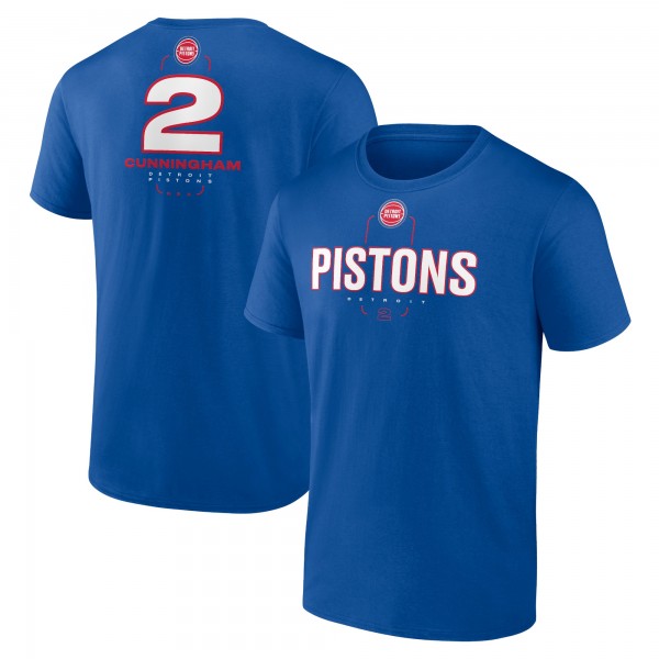 Detroit Pistons Cade Cunningham Blue Behind The Back Name & Number T-Shirt
