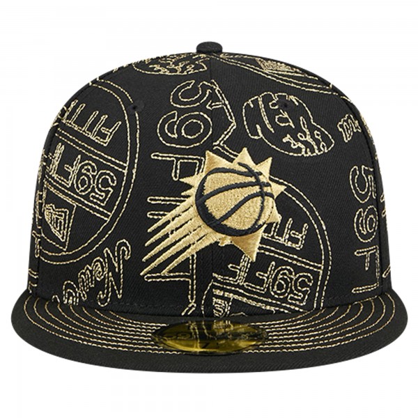 Бейсболка Phoenix Suns New Era Black 59FIFTY Day Allover Print Stencil