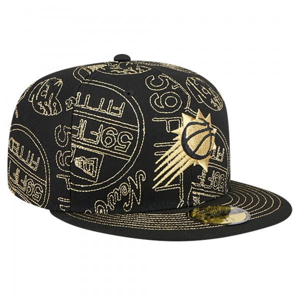 Бейсболка Phoenix Suns New Era Black 59FIFTY Day Allover Print Stencil
