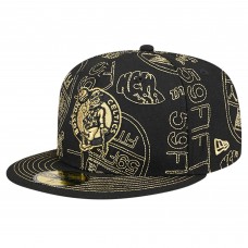Бейсболка Boston Celtics New Era 59FIFTY Day Allover Print Stencil - Black