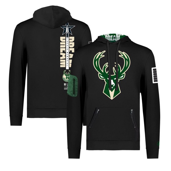 Unisex Milwaukee Bucks FISLL x Black History Collection Black Pullover Hoodie