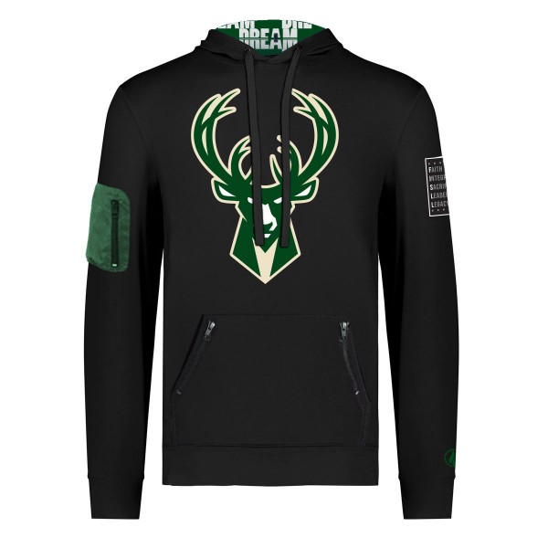 Unisex Milwaukee Bucks FISLL x Black History Collection Black Pullover Hoodie
