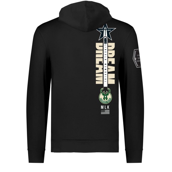 Unisex Milwaukee Bucks FISLL x Black History Collection Black Pullover Hoodie