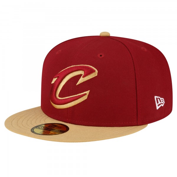Бейсболка Cleveland Cavaliers New Era Wine/Gold 2-Tone 59FIFTY