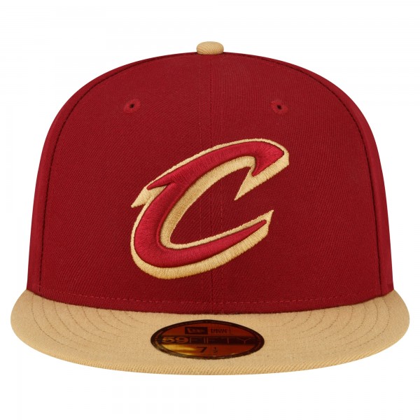 Бейсболка Cleveland Cavaliers New Era Wine/Gold 2-Tone 59FIFTY