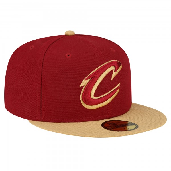Бейсболка Cleveland Cavaliers New Era Wine/Gold 2-Tone 59FIFTY