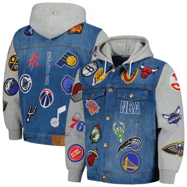 Джинсовая куртка NBA FISLL All Teams Full-Button Hoodie - Blue/Gray