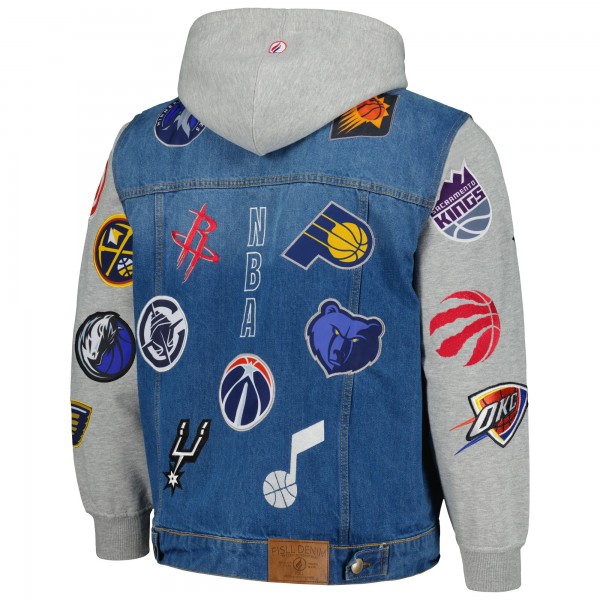 Джинсовая куртка NBA FISLL All Teams Full-Button Hoodie - Blue/Gray