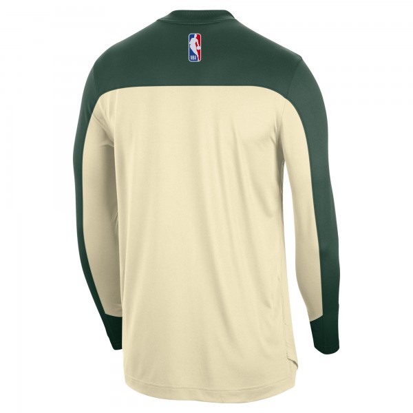 Milwaukee Bucks Nike Cream 2024/25 Authentic Pre-Game Legend Long Sleeve Shooting Shirt
