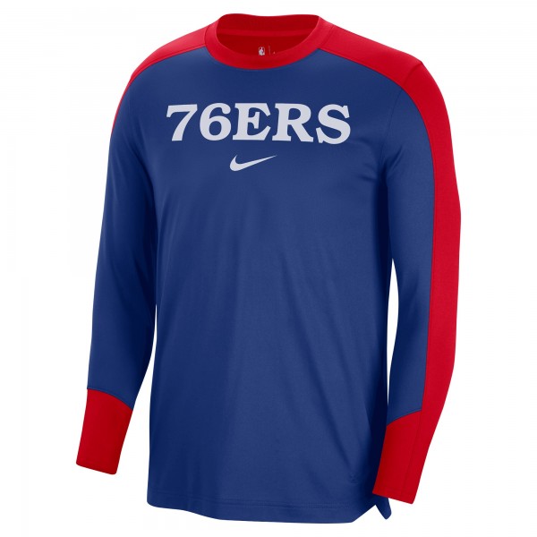 Philadelphia 76ers Nike Royal 2024/25 Authentic Pre-Game Legend Long Sleeve Shooting Shirt