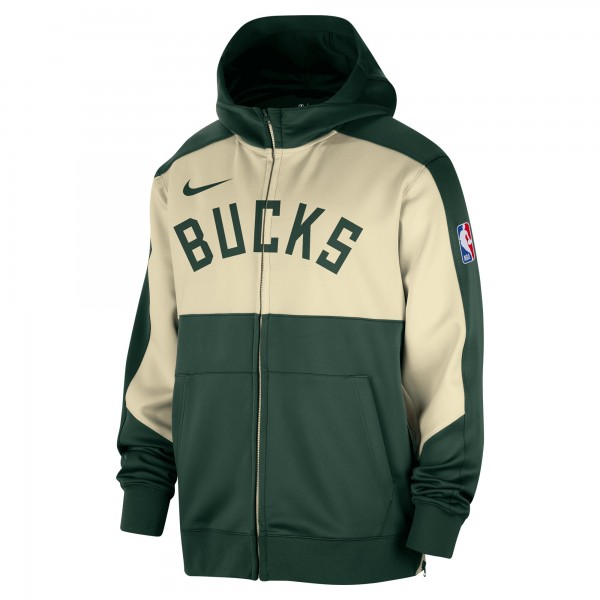 Толстовка на молнии Milwaukee Bucks Nike Authentic On-Court Showtime Performance - Hunter Green
