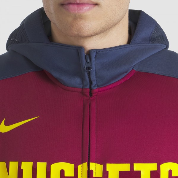 Толстовка на молнии Denver Nuggets Nike Navy Authentic On-Court Showtime Performance